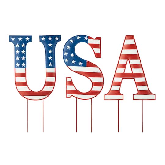 Glitzhome&#xAE; 45&#x22; Patriotic America USA Yard Stake Set